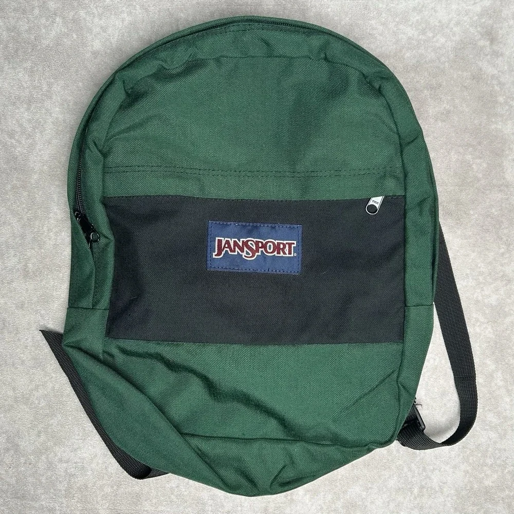 Vtg 90s JANSPORT Green Black USA MADE HIKING BACKPACK Outdoor School Gym Bag